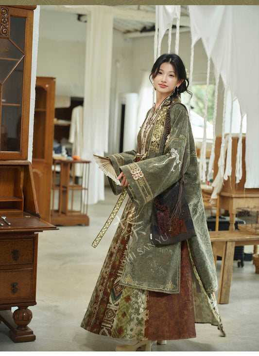 More than Thirteen [Wild Deer Chant] Women Winter Ethnic Hanfu Set modern HanFuDreams