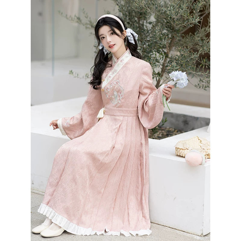 Chi Xia [One mouthful of peach ji] Han element sticker jacquard dress han HanFuDreams Han element dress S