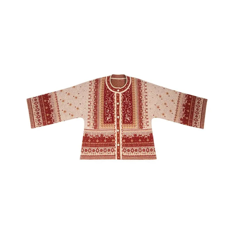 July Eve [Red Horse Name] Han Xian Skinny Knitted Cardigan Daily Sweater han HanFuDreams Red horse title, round neck cardigan S
