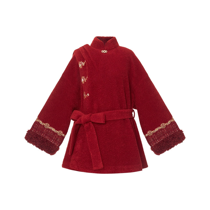 More than thirteen [Ode to Pepper Blossoms] red woolen jacket embroidered skirt modern HanFuDreams coat S