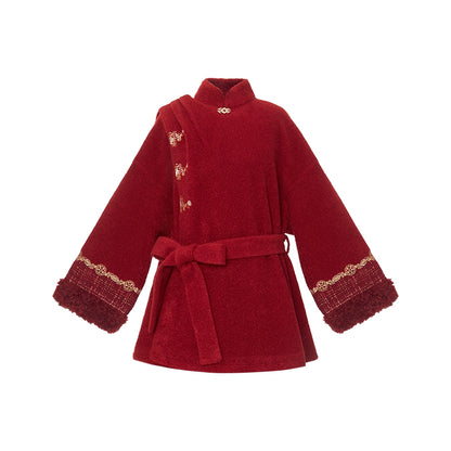 More than thirteen [Ode to Pepper Blossoms] red woolen jacket embroidered skirt modern HanFuDreams coat S
