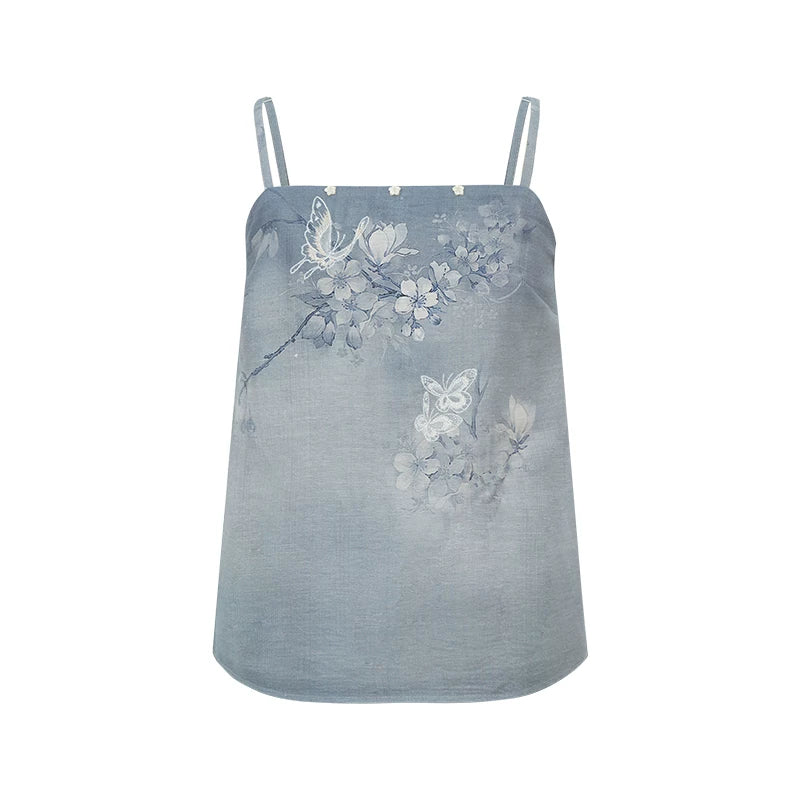 [Yulan Vase]Embroidered Chinese 2 Piece Summer Set Shisanyu Sling S