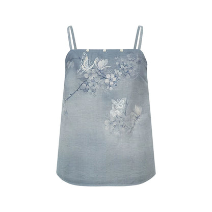 [Yulan Vase]Embroidered Chinese 2 Piece Summer Set Shisanyu Sling S