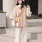 Ming stand-up collar bow bag sleeve short shirt short jacket Hanfu women