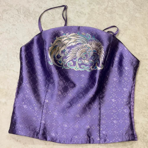 Qin Pick [Phoenix Terrace] Velvet bronzing hairpin flower lady picture HanFuDreams Purple Jintong Phoenix Tube Top M