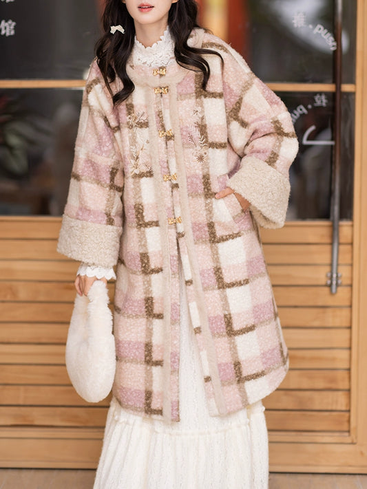 Chi Xia [Rose Keluli] Round neck plaid long jacket Han han HanFuDreams