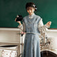 More than thirteen [brocade blue] vest cardigan three-pleat skirt set modern HanFuDreams