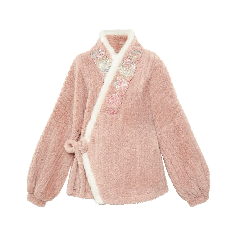 More than thirteen [Guiyun] plush pink pajamas jacket pajama pants modern HanFuDreams pajamas S