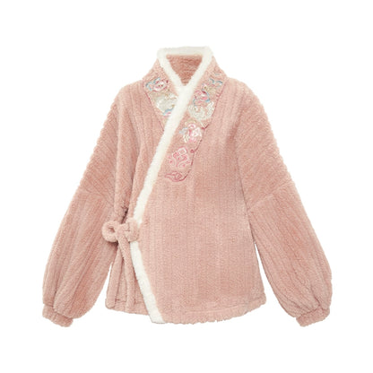 More than thirteen [Guiyun] plush pink pajamas jacket pajama pants modern HanFuDreams pajamas S