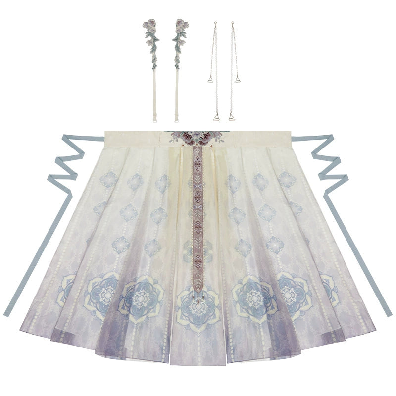 More than thirteen [Moon Hidden Flower Dynasty] Cloak Cardigan Chest-length Broken Skirt Hanfu Women ming HanFuDreams Breast-length skirt XS