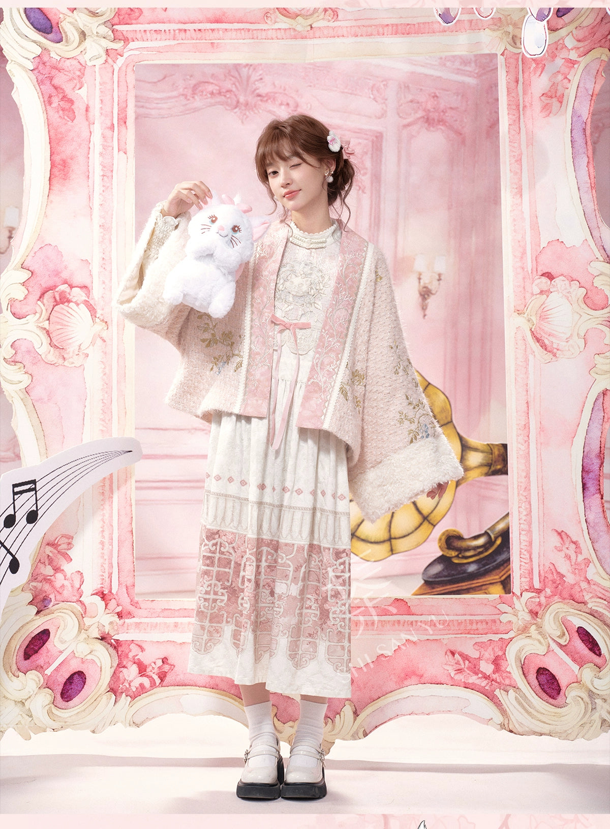 More than thirteen [cat afternoon tea] embroidered placket jacket dress modern HanFuDreams