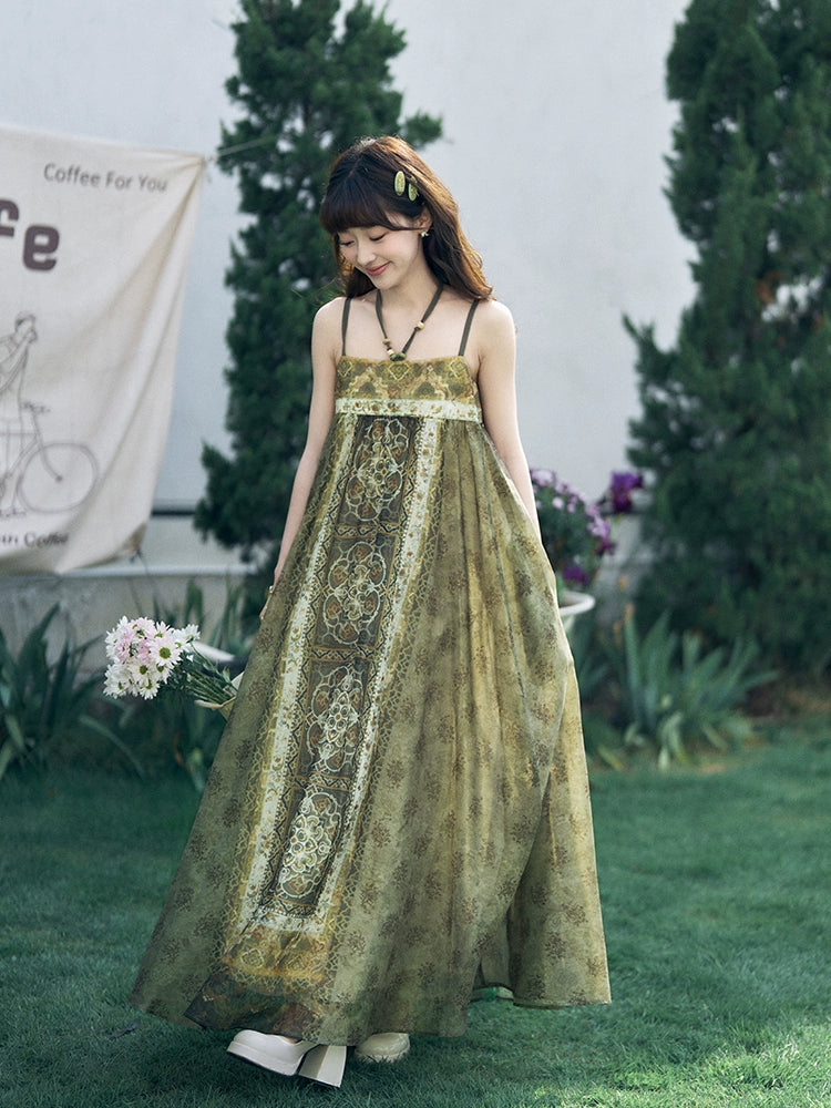 More than thirteen[caisson map]summer national style skin-friendly commuter suspender dress modern HanFuDreams