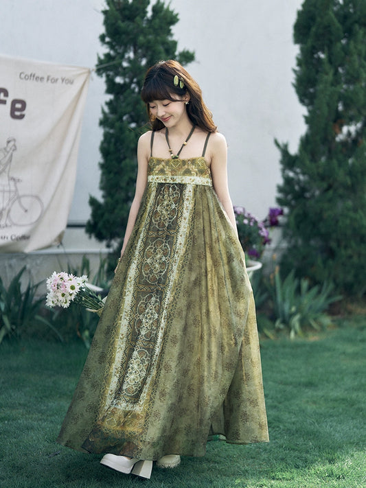 More than thirteen[caisson map]summer national style skin-friendly commuter suspender dress modern HanFuDreams