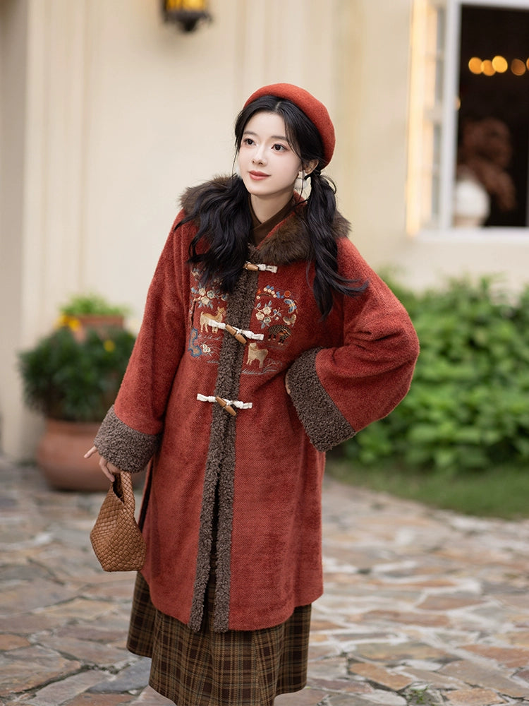 Chi Xia [Red Clay Small Stove] Han Element Coat Six Broken Skirt