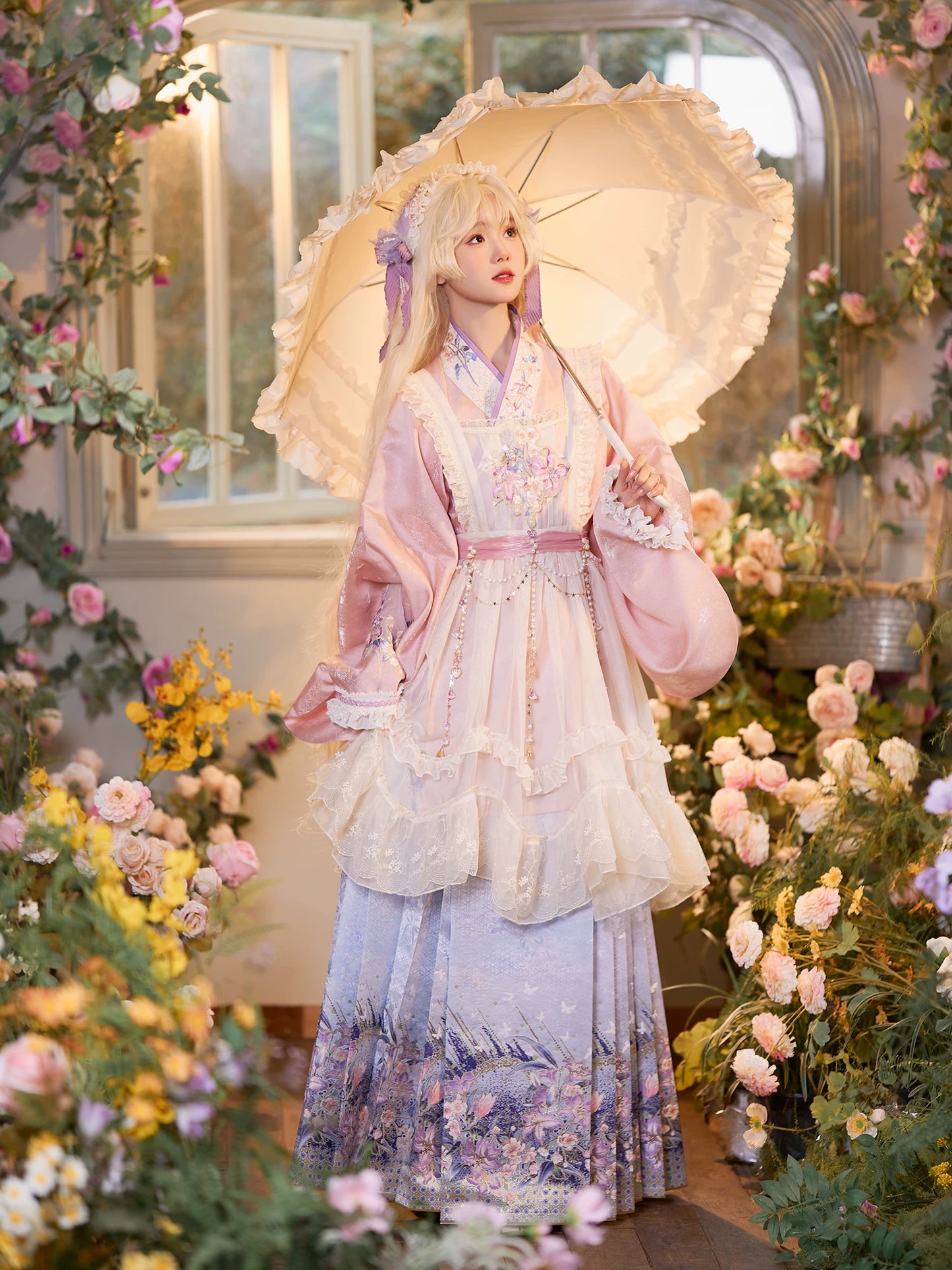 Flower Fairy Story [Frosting Garden] Beige Mesh Skirt Han-Yang Eclectic han HanFuDreams