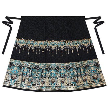 Huazhu Diancui 2025 New Chinese Imitation Makeup Flower Weaving Gold Horse Dress Top Set Women ming HanFuDreams Horse skirt XS