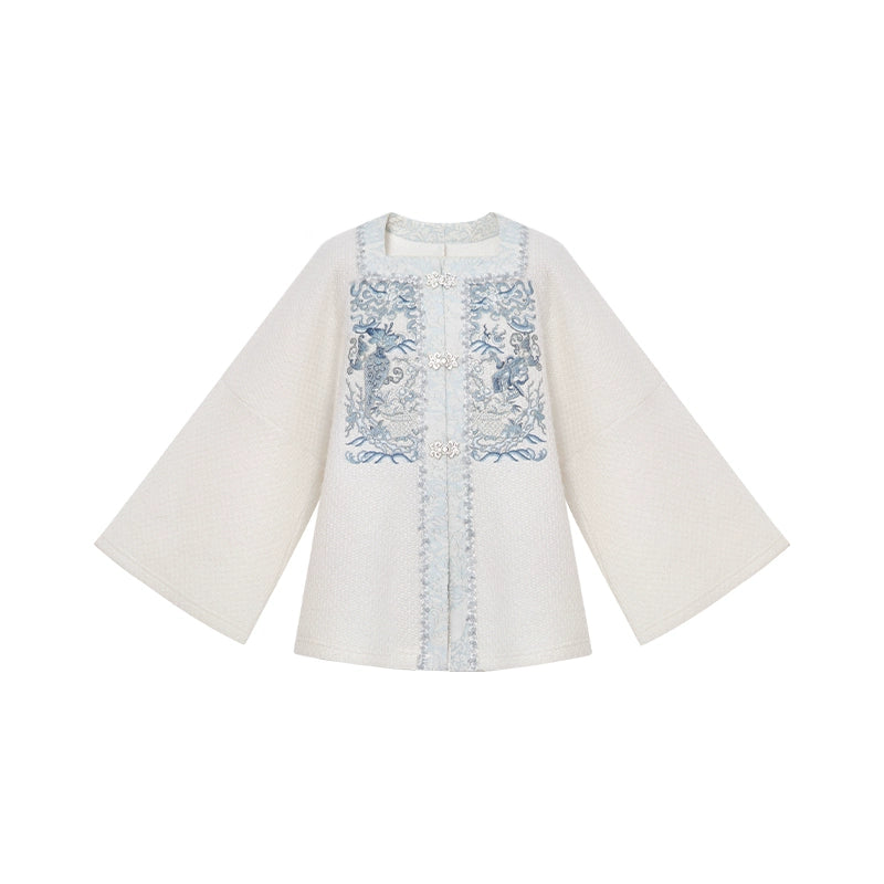 More than thirteen [thousand Dendrobium beads] knitted jacket woven gold embroidered pleated skirt Hanfu han HanFuDreams Knitted jacket S