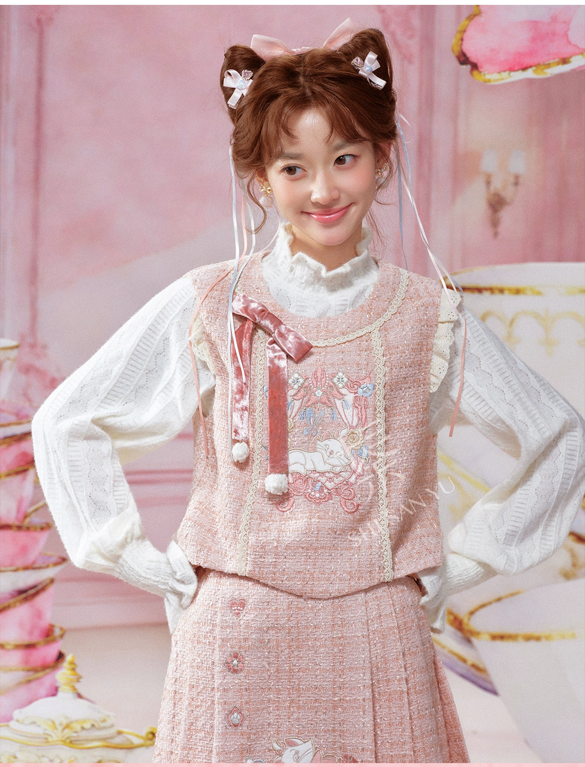 More than thirteen [cat edelweiss] round neck vest short horse face set modern HanFuDreams