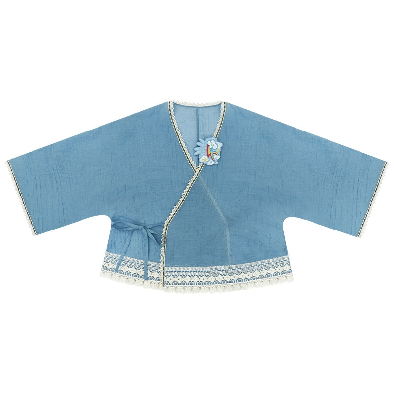 More than Thirteen [Party Magic] Spring Jacket Pants National Style Set modern HanFuDreams Jacket (with brooch) (Blue) S