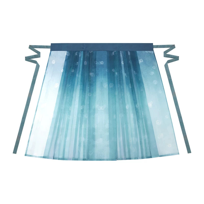 [Jade Waves] Printed Ming Style Hanfu Set ming Shisanyu Mamian Skirt S