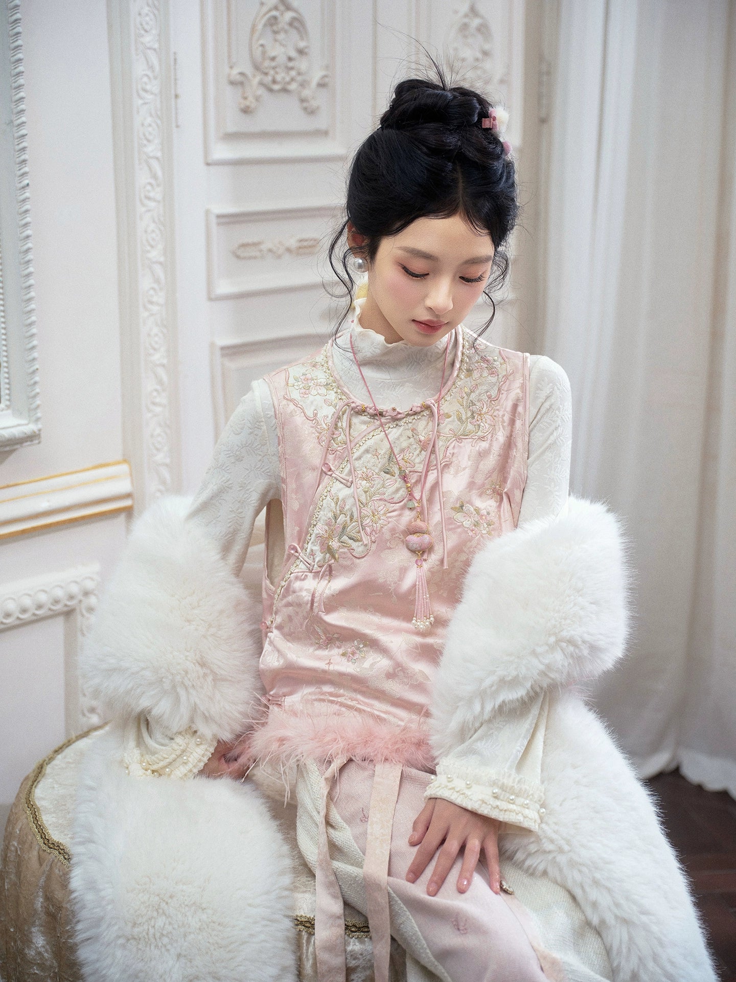 July Eve [Pink Jade Jialan] Small vest versatile stacked top coat modern HanFuDreams