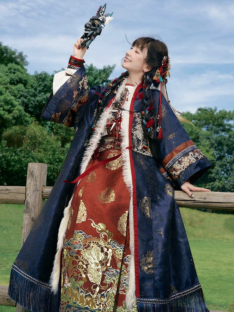 More than thirteen [snowfield flowers] Tibetan wind long jacket autumn ming HanFuDreams
