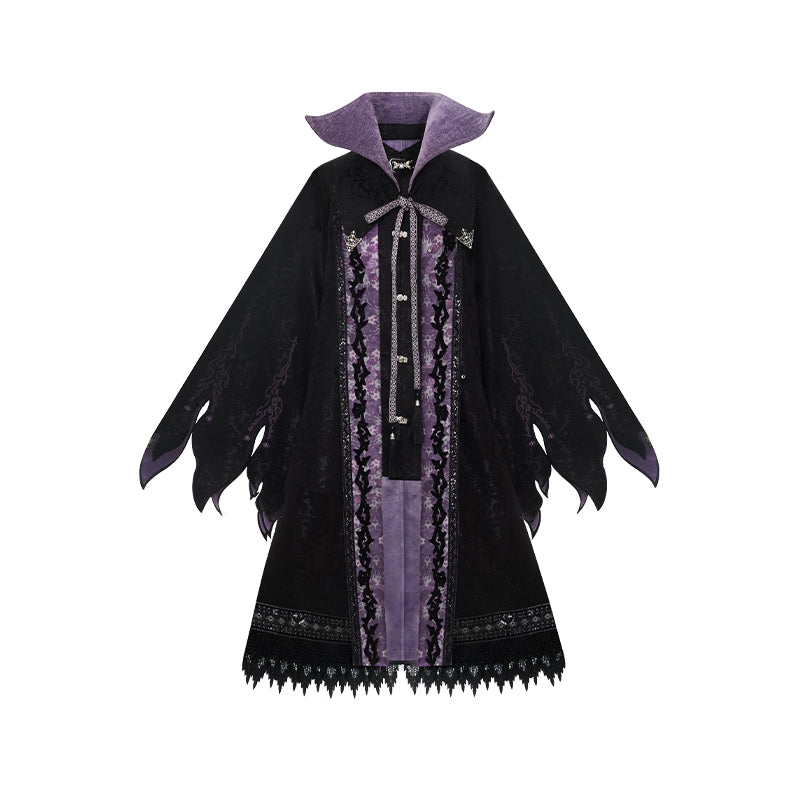 More than thirteen [Sleeping Thorns] black and purple jacquard fake two cloaks modern HanFuDreams cape S
