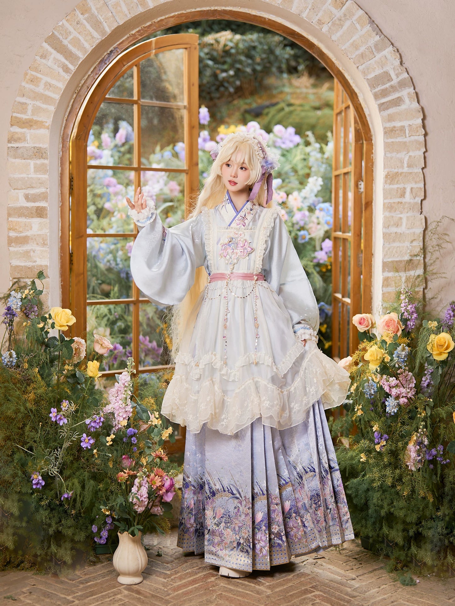 Flower Fairy Story [Frosting Garden] Beige Mesh Skirt Han-Yang Eclectic han HanFuDreams