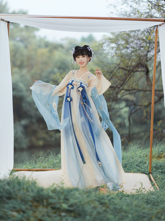 More than thirteen [Changshengle] embroidered cardigan three-pleated skirt embroidered Tang system