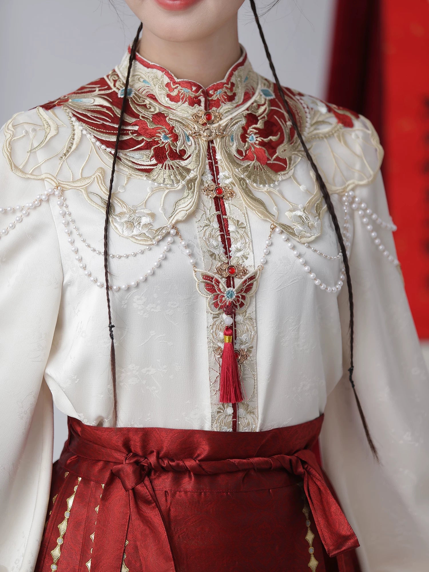 Flower Fairy Story [Phoenix Yu Fei] Weaving Gold Horse Dress Set Engagement Dress han HanFuDreams