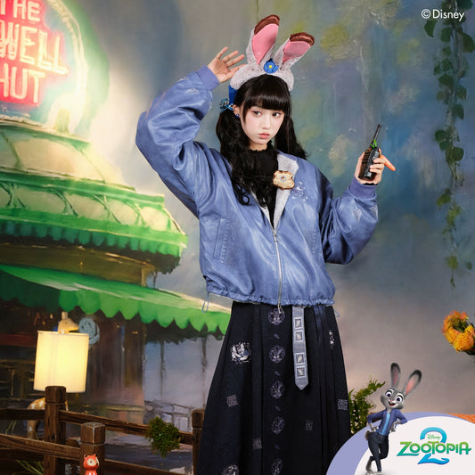 More than thirteen [Huaixing Night by Night] imitation leather jacket daily lower skirt