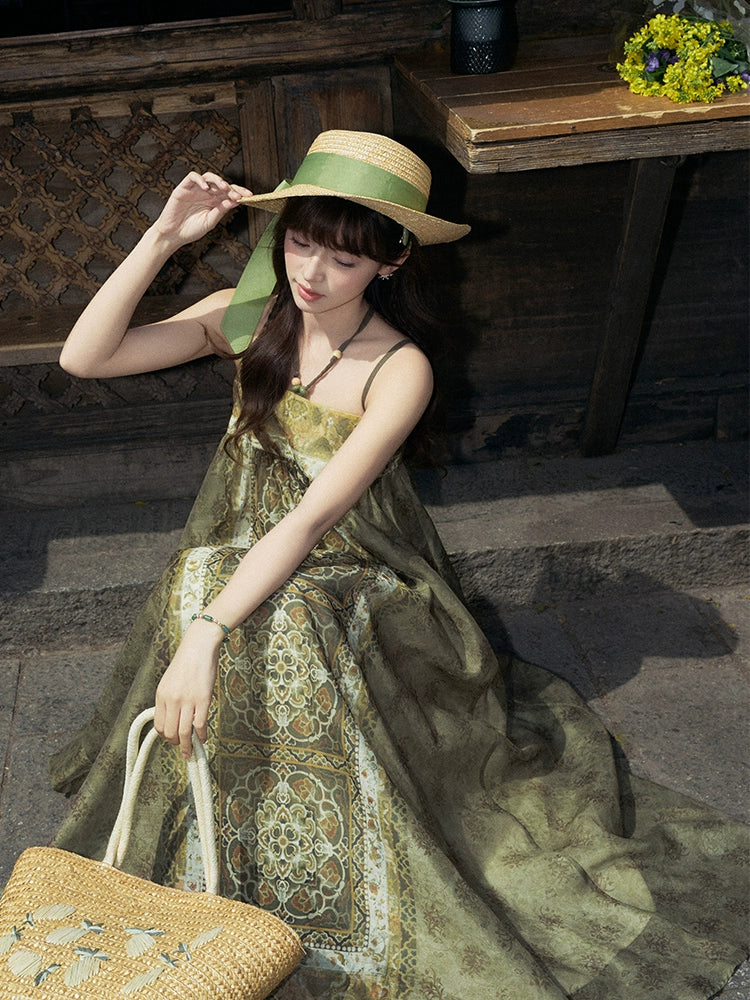 More than thirteen[caisson map]summer national style skin-friendly commuter suspender dress modern HanFuDreams