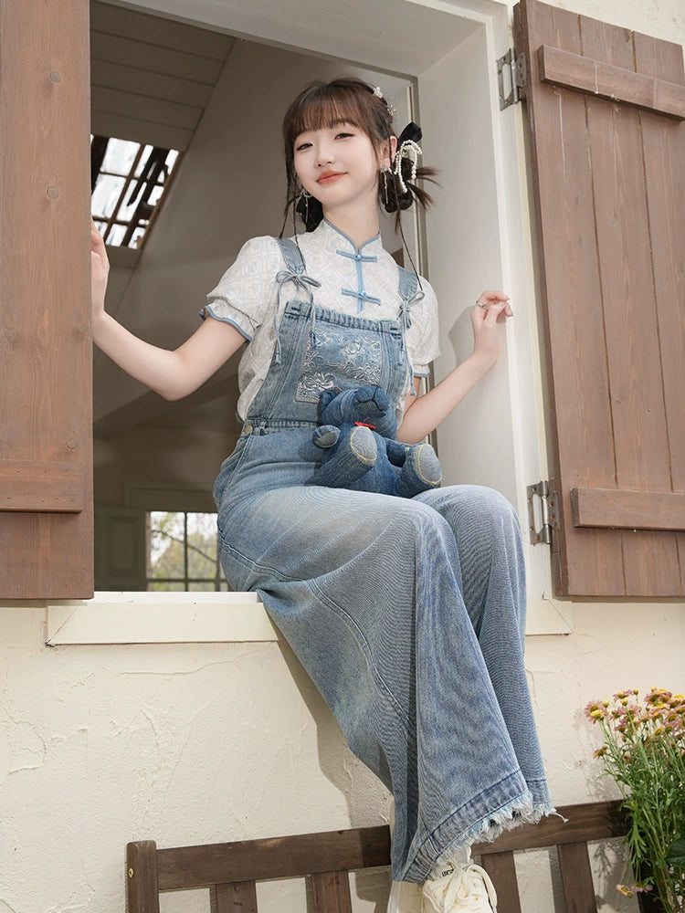More than thirteen [thousand miles of wind] new Chinese top denim overalls modern HanFuDreams