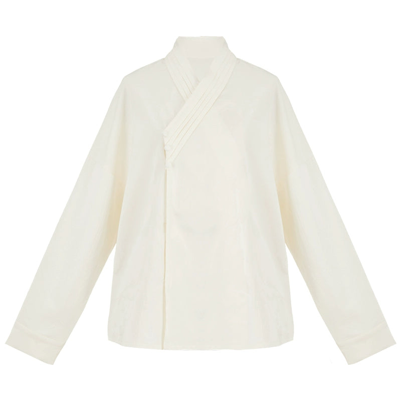 More than thirteen [magpie] national style white shirt blouse modern HanFuDreams shirt XS