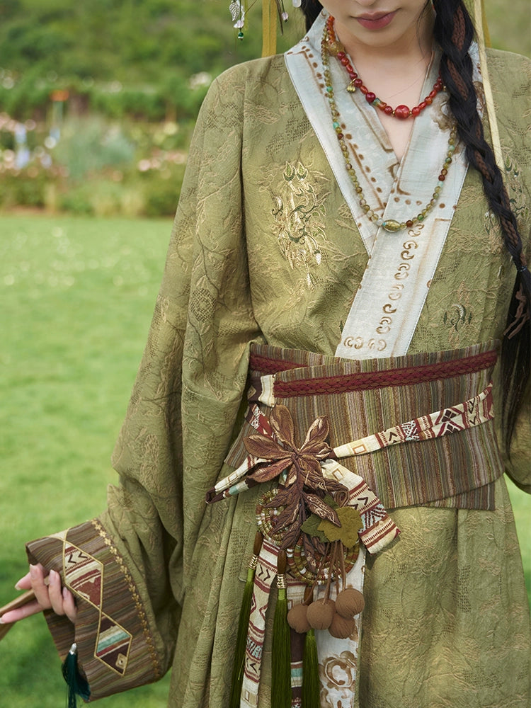 More than Thirteen [Feng Heqi] Weaving Gold Jacquard Pair Jacket Improvement Hanfu han HanFuDreams