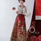 Flower Fairy Story [Phoenix Yu Fei] Weaving Gold Horse Dress Set Engagement Dress han HanFuDreams