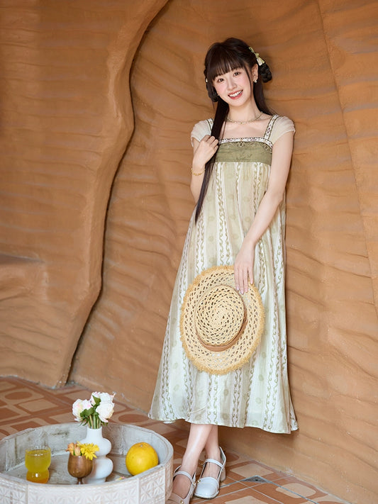 More than thirteen[vines]2025 versatile cool national style chest-length printed dress modern HanFuDreams