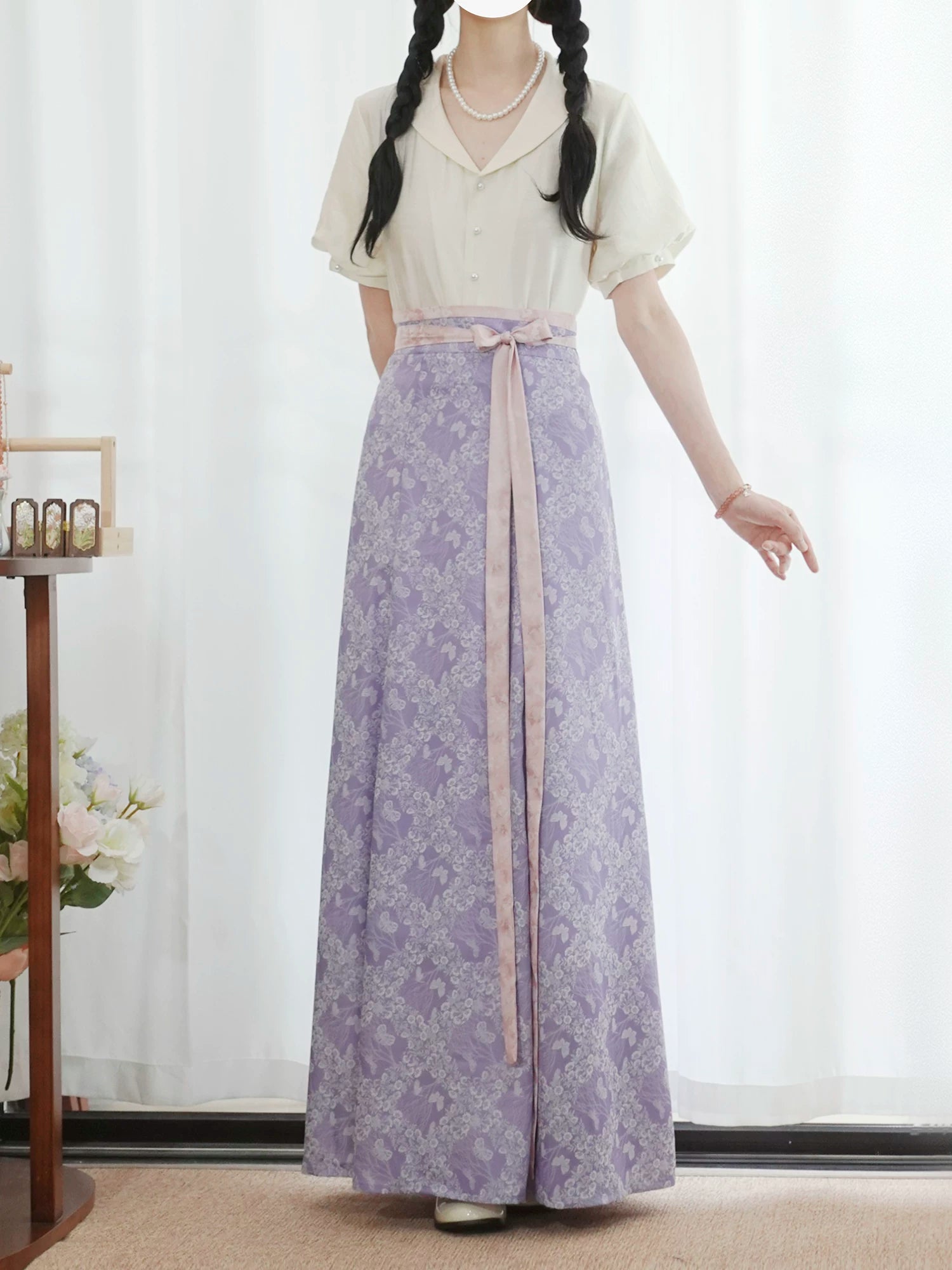 Flower Fairy Story [Qinhe Ying] One-piece jacquard eight-broken skirt Tang tang HanFuDreams