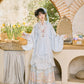 Flower Fairy Story [Yan Yunting] Pipa Sleeve Crossneck Shirt Blue Horse Skirt Set Ming ming HanFuDreams