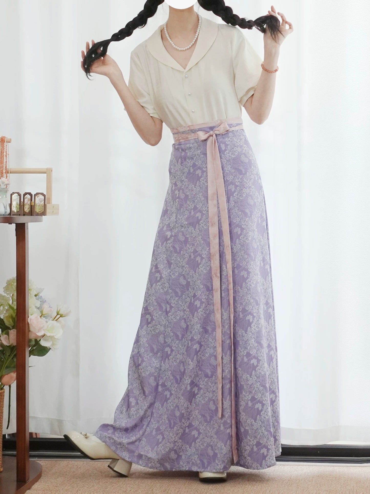 Flower Fairy Story [Qinhe Ying] One-piece jacquard eight-broken skirt Tang tang HanFuDreams