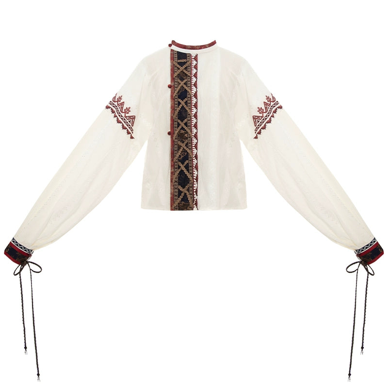 More than thirteen [snowfield flowers] Tibetan style horse dress ming HanFuDreams top S