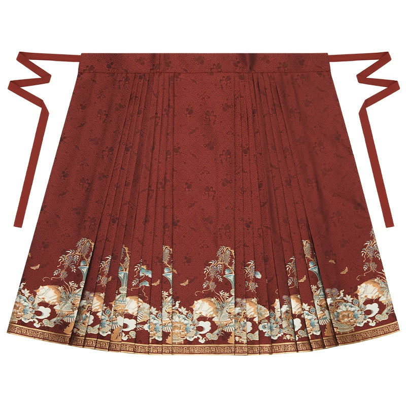 More than Thirteen [眠猫] New Chinese Horse Dress Set Autumn modern HanFuDreams Horse Dress (Red) XS