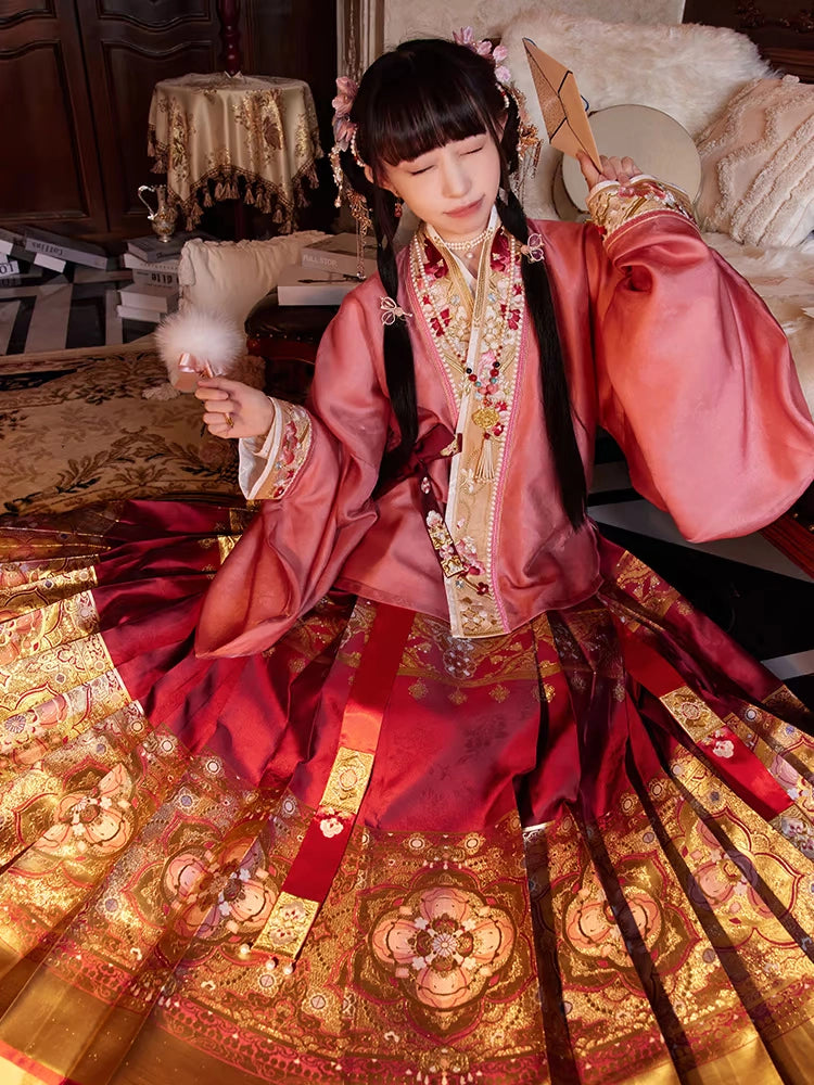 More than thirteen [shining gold] woven gold horse dress toast engagement clothes ming HanFuDreams