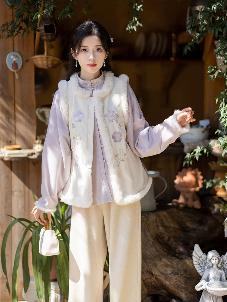 Chi Xia [Taro Shake] is a short jacket with a stand-up collar and a skirt han HanFuDreams