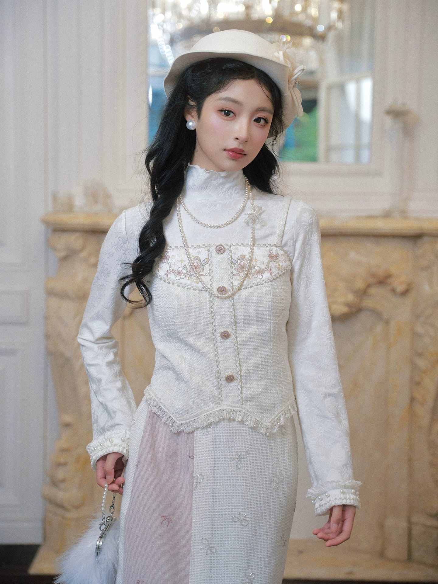 July Eve [Cold Smoke Taoyao] Opposite Collar Short Jacket Suspender Bust Skirt modern HanFuDreams