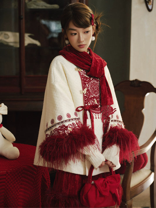 More than thirteen [cut spring breeze] New Year's greetings jacket velvet skirt suit modern HanFuDreams
