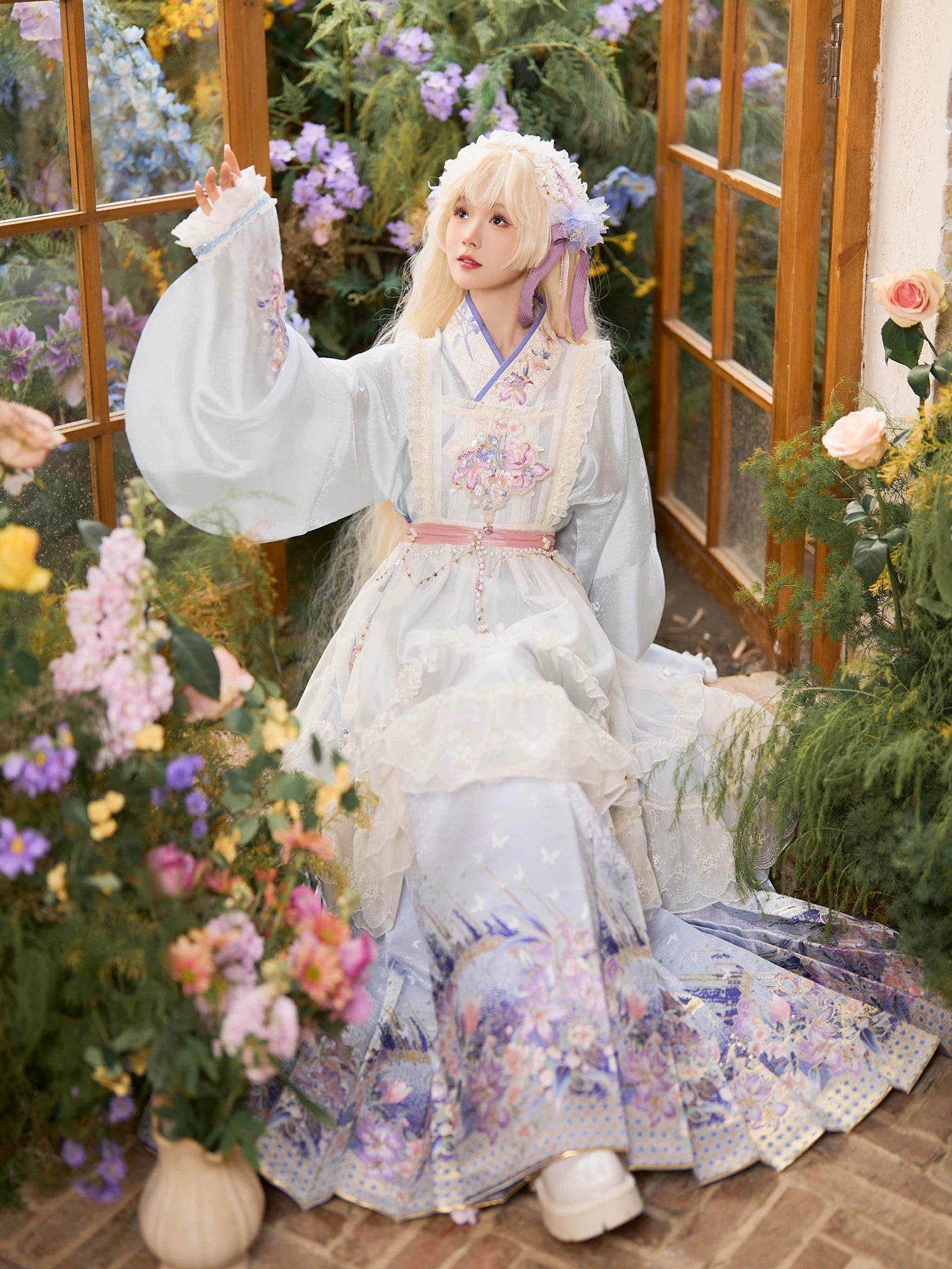 Flower Fairy Story [Frosting Garden] Beige Mesh Skirt Han-Yang Eclectic han HanFuDreams
