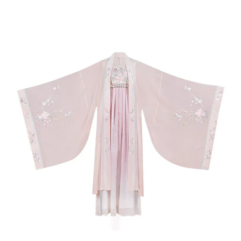 Intricate Embroidered Tang Dynasty Style Long Sleeve Hanfu Dress tang HanDreams Fashion Opposite large-sleeved shirt + crocodile skirt (two-piece set) S