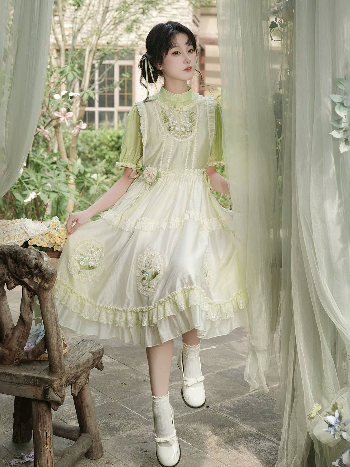 Flower Fairy Story [Lily of the Valley] Embroidery Skirt Shirt Set Han han HanFuDreams