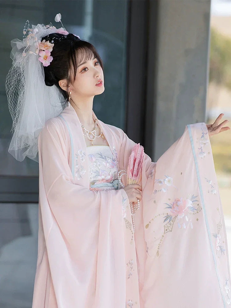 Intricate Embroidered Tang Dynasty Style Long Sleeve Hanfu Dress tang HanDreams Fashion